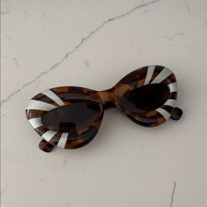 Tortoise Shell Sunglasses with White Accents